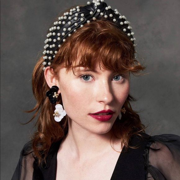 🆕LELE SADOUGHI JET FAUX LEATHER PEARL HEADBAND - Picture 4 of 5